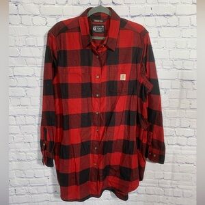 Carhartt Womens Rugged Flex Relaxed Fit Midweight Flannel Tunic Buffalo Plaid 2X